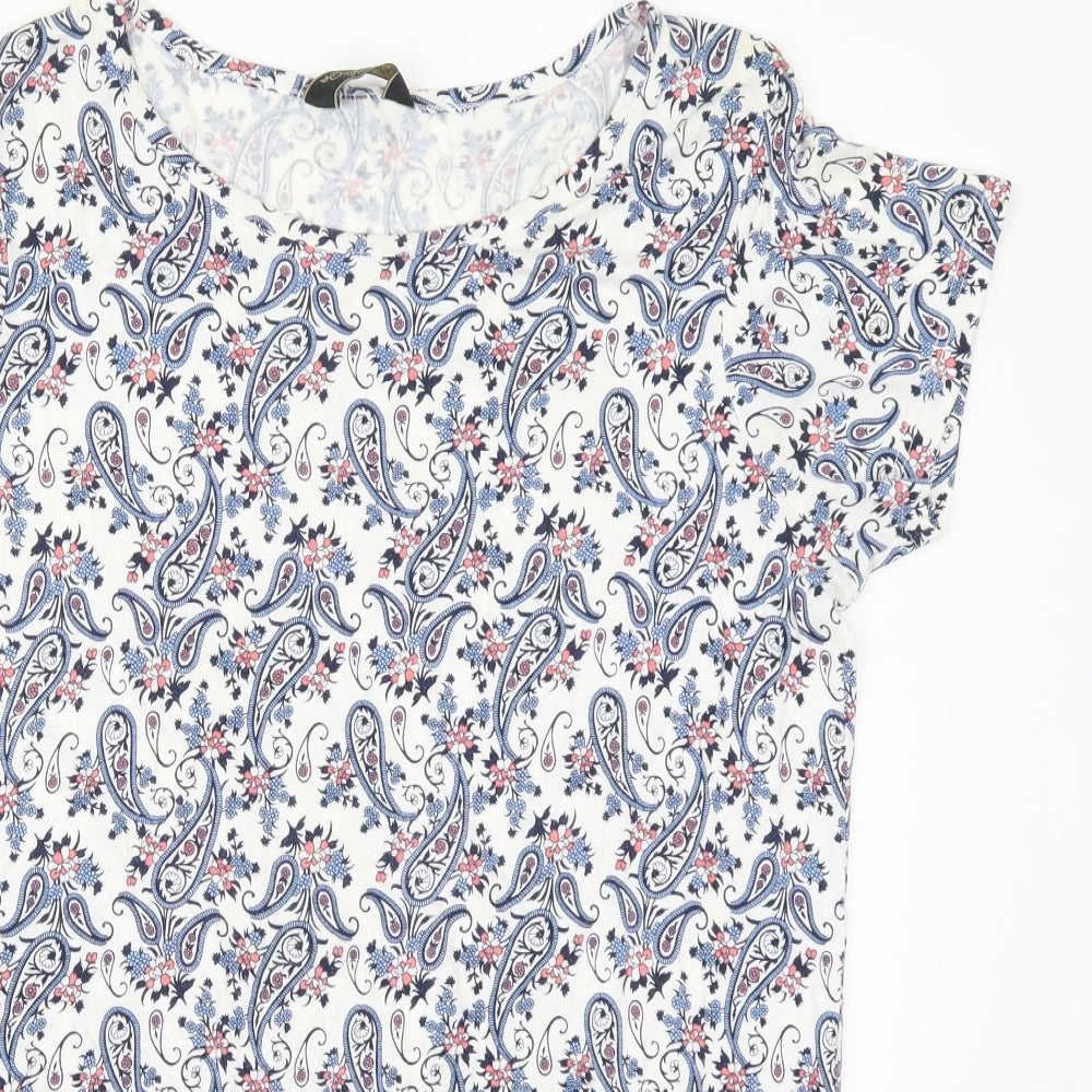 Originals Womens Blue Paisley Viscose Basic T-Shirt Size 20 Round Neck