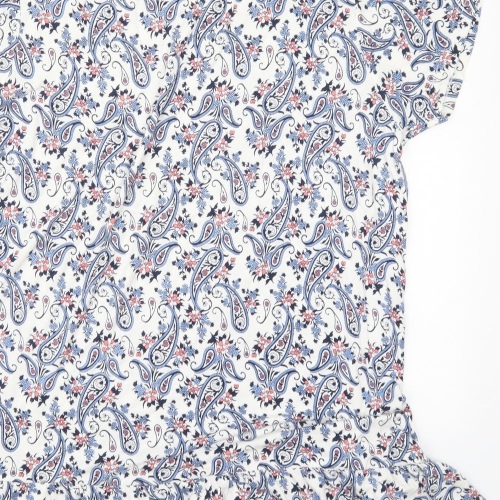Originals Womens Blue Paisley Viscose Basic T-Shirt Size 20 Round Neck