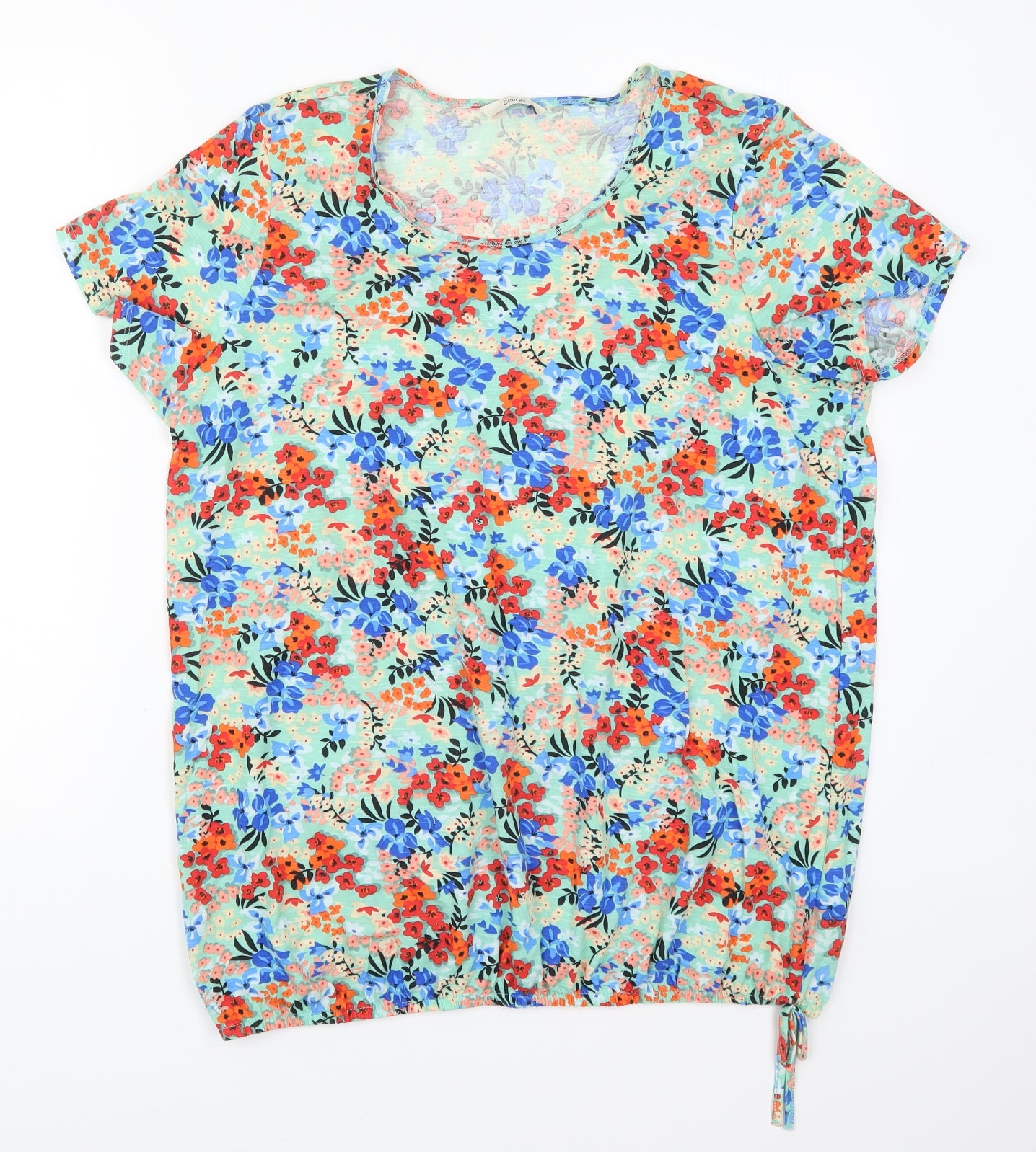 George Womens Multicoloured Floral Cotton Basic T-Shirt Size 18 Round Neck