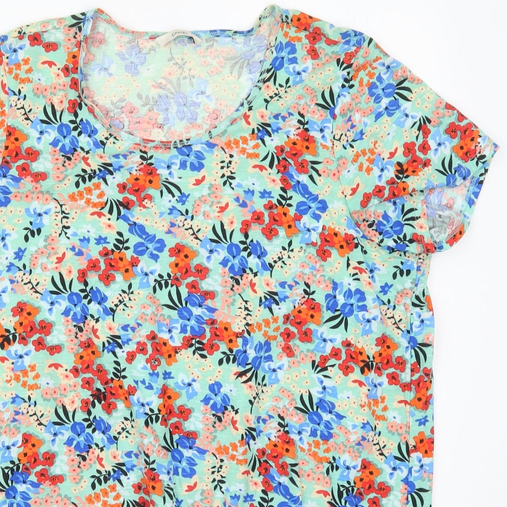 George Womens Multicoloured Floral Cotton Basic T-Shirt Size 18 Round Neck