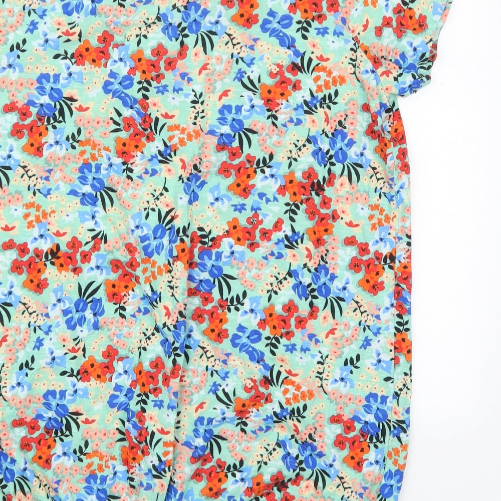 George Womens Multicoloured Floral Cotton Basic T-Shirt Size 18 Round Neck