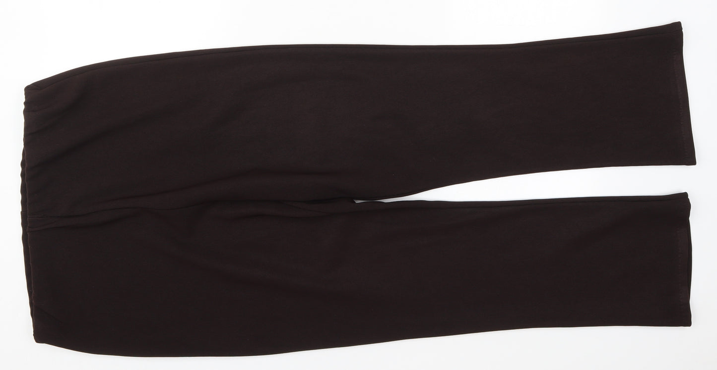 Preworn Womens Brown  Polyester Trousers  Size 14 L27 in Regular