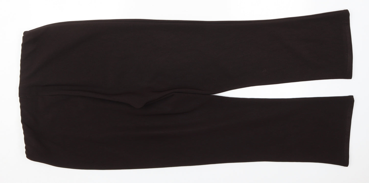 Preworn Womens Brown  Polyester Trousers  Size 14 L27 in Regular