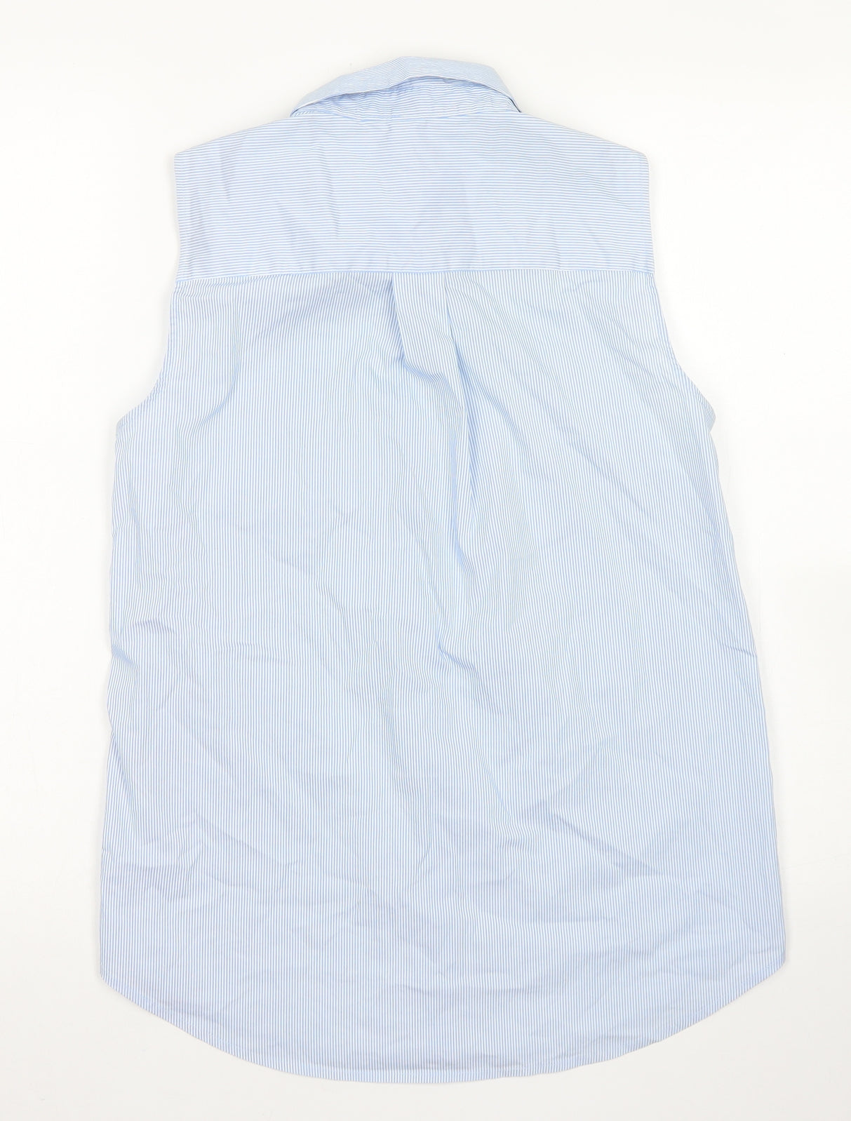 H&M Womens Blue Striped Camel Basic Button-Up Size 6 Collared