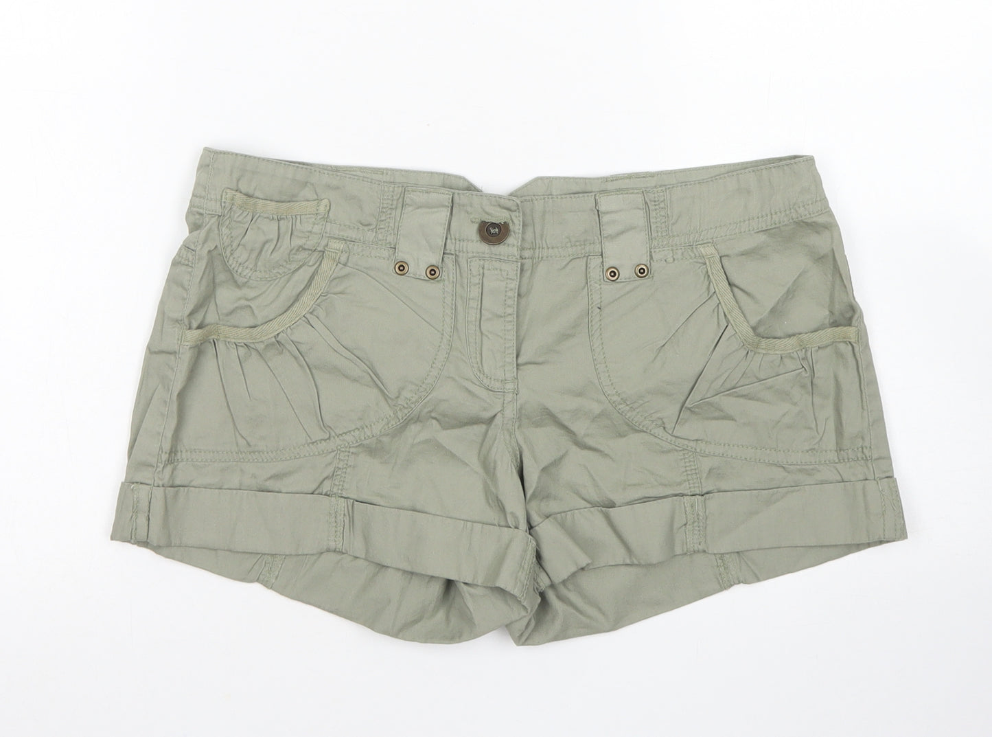 Papaya Womens Green  Cotton Cargo Shorts Size 10 L3 in Regular Button