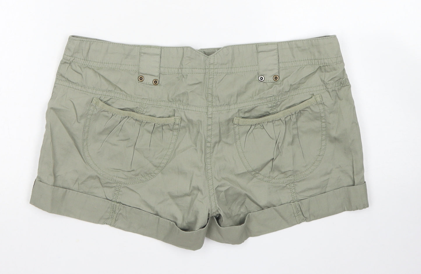 Papaya Womens Green  Cotton Cargo Shorts Size 10 L3 in Regular Button