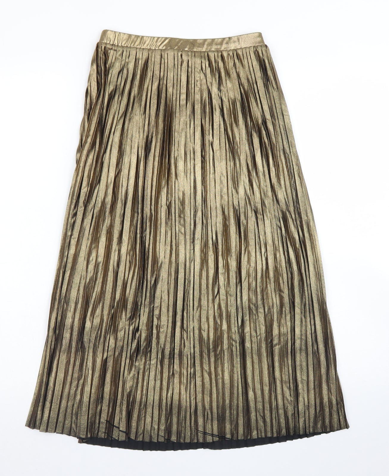 Topshop Womens Gold  Polyester Pleated Skirt Size 6