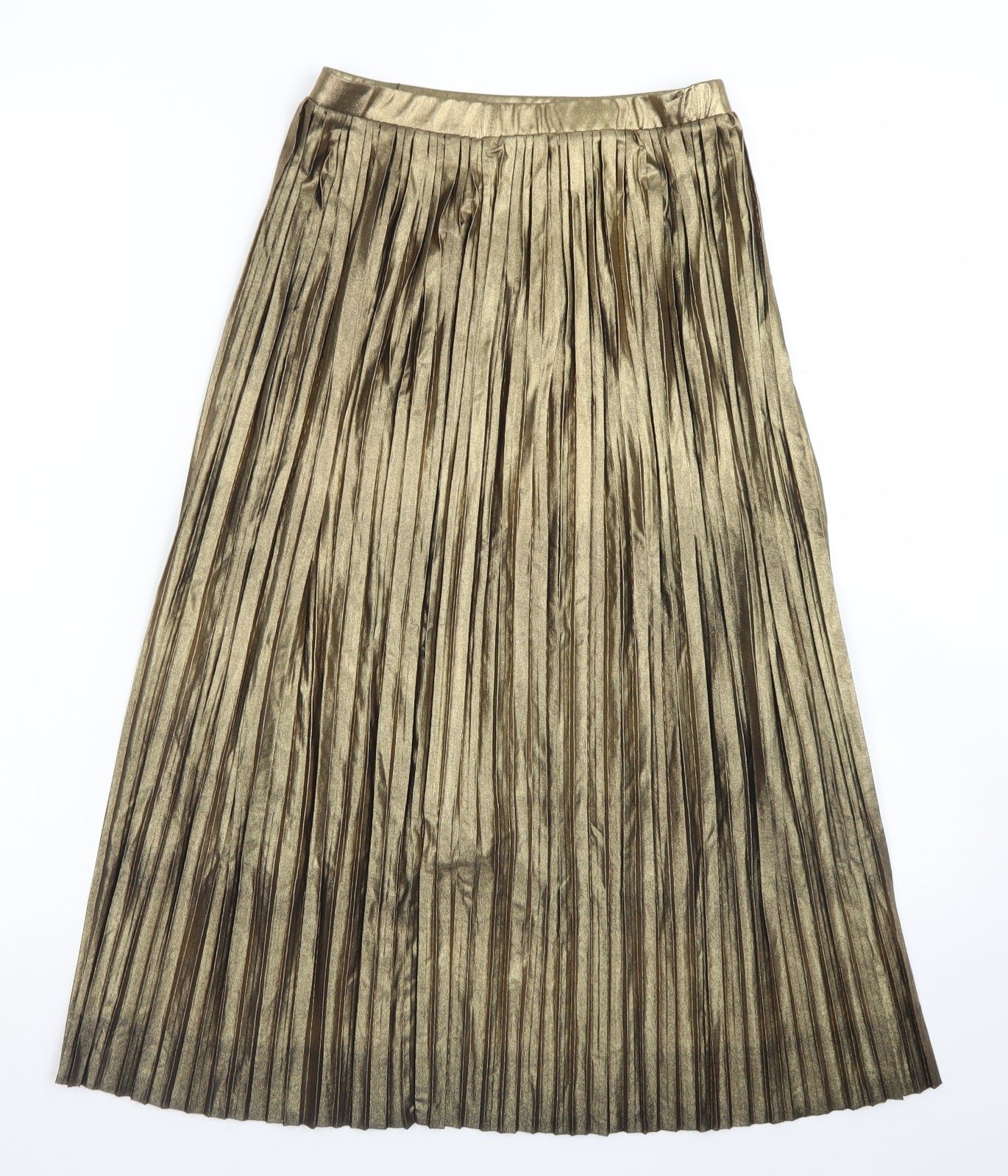 Topshop Womens Gold  Polyester Pleated Skirt Size 6