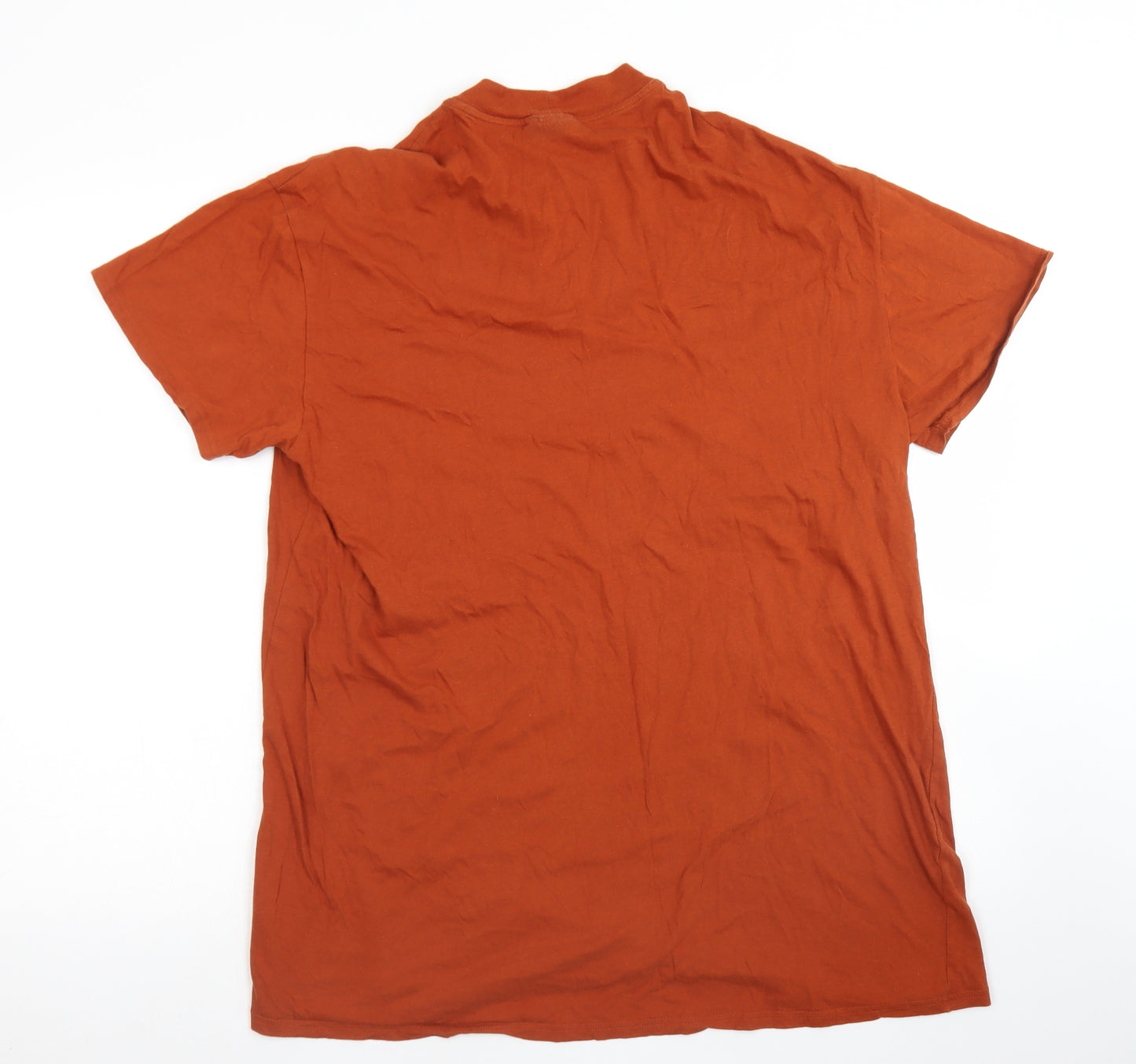 Topshop Womens Brown  Cotton Basic T-Shirt Size XS Crew Neck - Longline