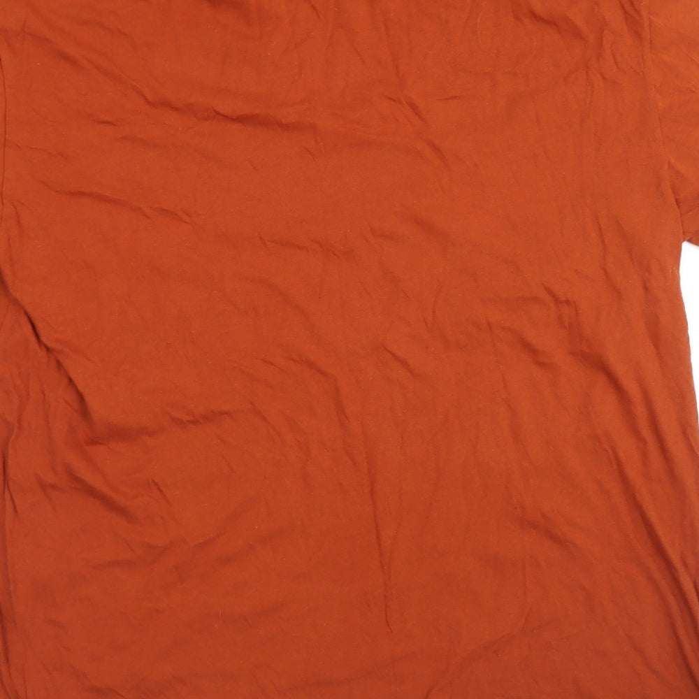 Topshop Womens Brown  Cotton Basic T-Shirt Size XS Crew Neck - Longline