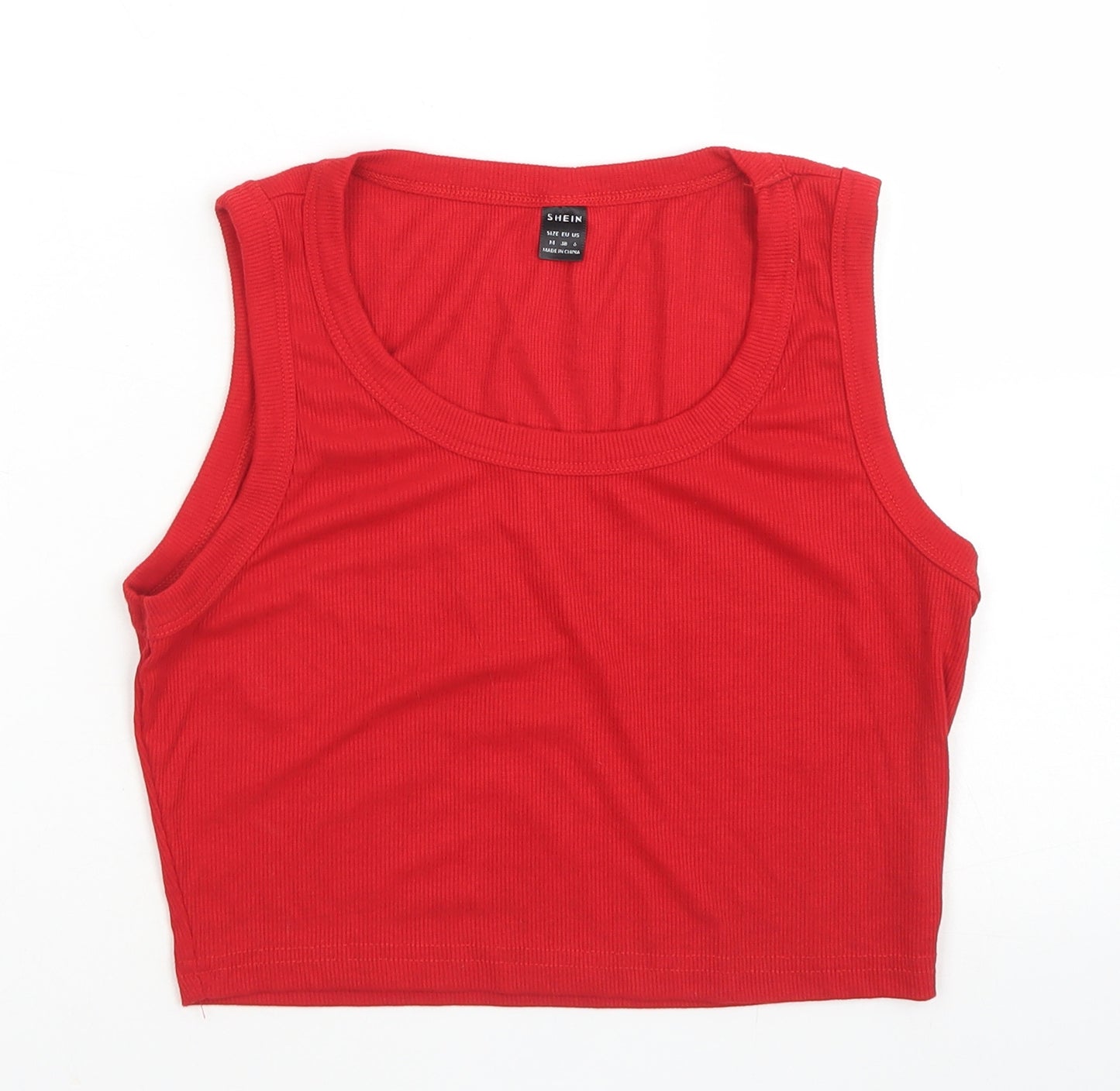 SheIn Womens Red  Viscose Cropped Tank Size M Round Neck