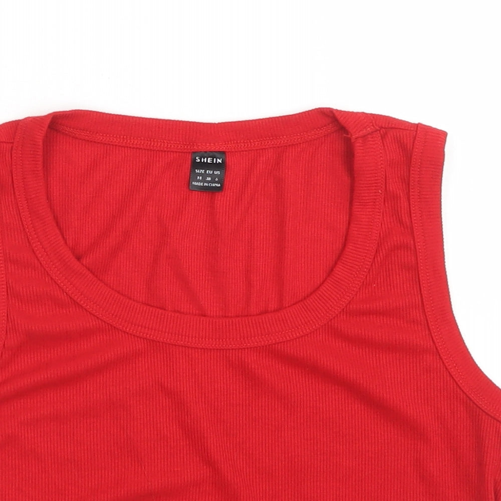 SheIn Womens Red  Viscose Cropped Tank Size M Round Neck