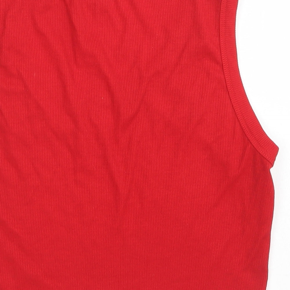 SheIn Womens Red  Viscose Cropped Tank Size M Round Neck