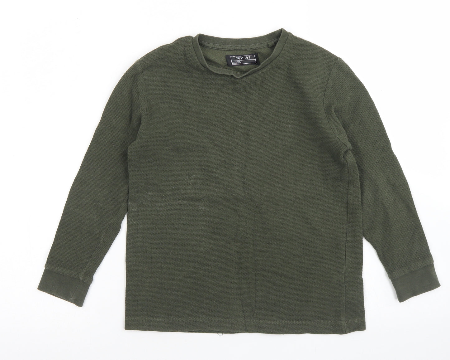 NEXT Boys Green  Cotton Basic T-Shirt Size 7 Years Crew Neck
