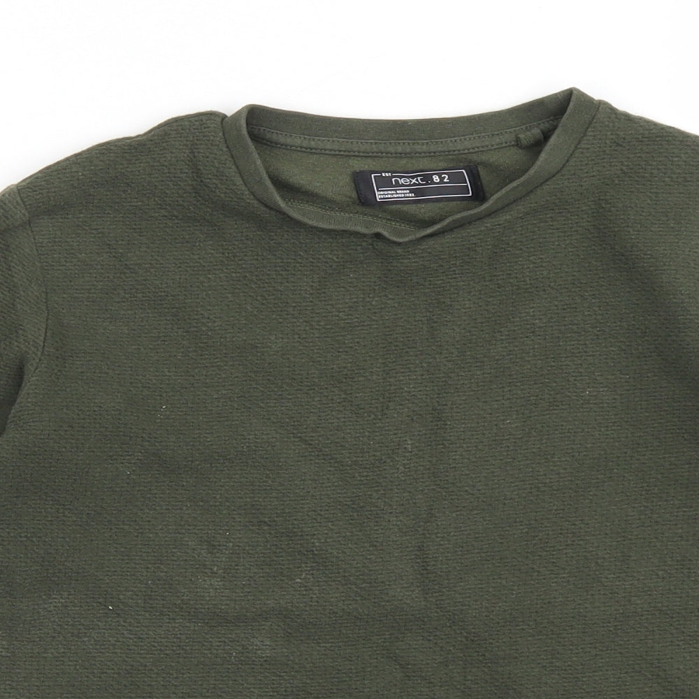 NEXT Boys Green  Cotton Basic T-Shirt Size 7 Years Crew Neck