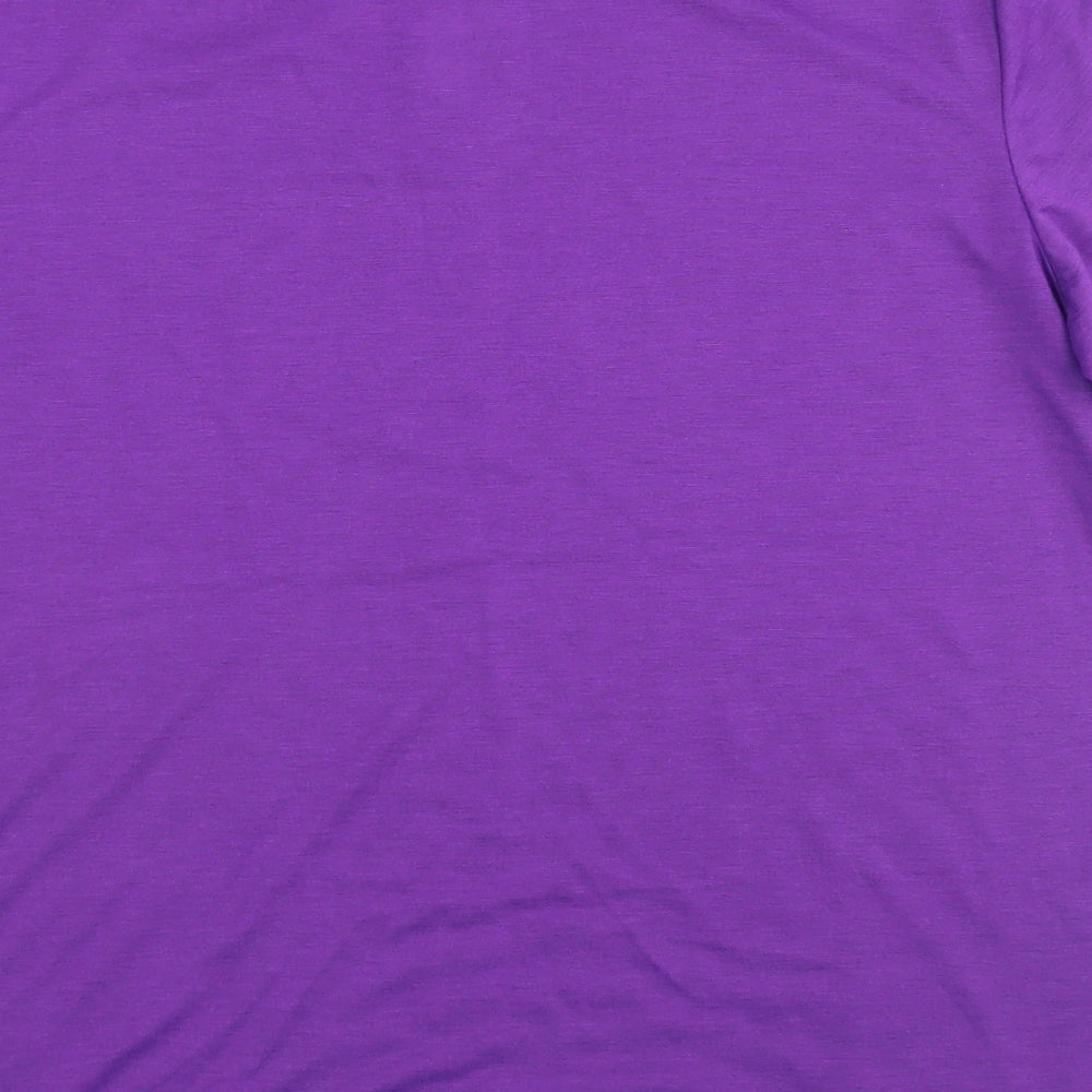 Bonmarché Womens Purple  Polyester Basic T-Shirt Size 16 Round Neck - crochet hemline