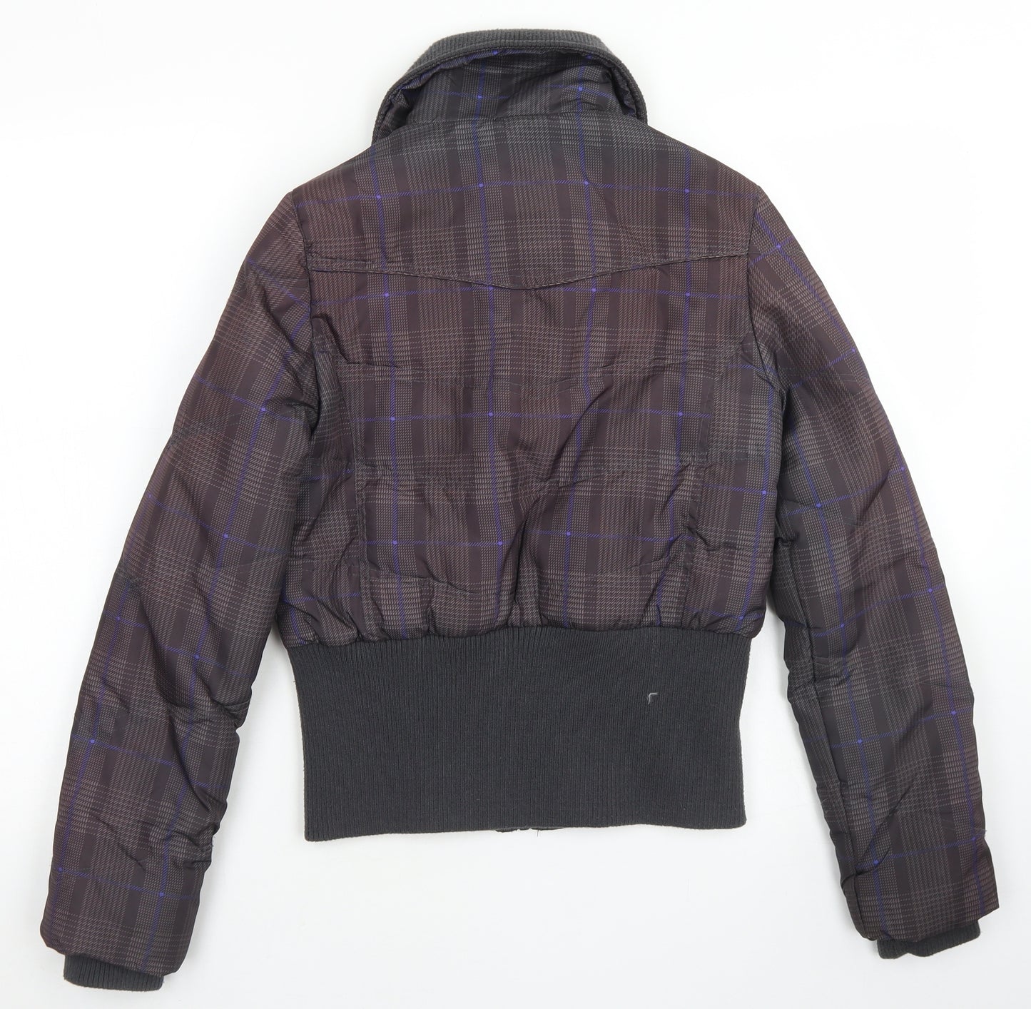 New Look Womens Brown Plaid  Puffer Jacket Coat Size 10  Zip
