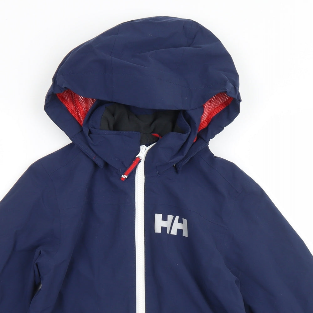 Helly Hansen Girls Blue   Rain Coat Jacket Size 10 Years  Zip