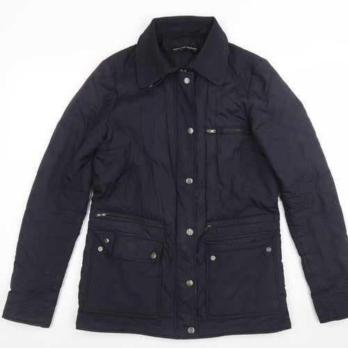 Dorothy Perkins Womens Blue Argyle/Diamond  Pea Coat Jacket Size 8  Zip