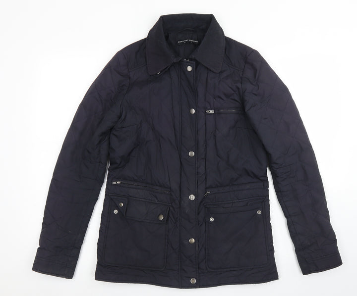 Dorothy Perkins Womens Blue Argyle/Diamond  Pea Coat Jacket Size 8  Zip
