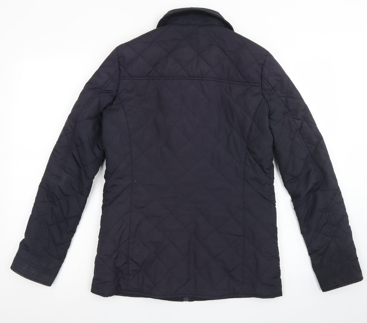 Dorothy Perkins Womens Blue Argyle/Diamond  Pea Coat Jacket Size 8  Zip