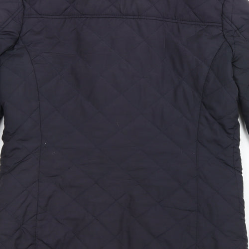 Dorothy Perkins Womens Blue Argyle/Diamond  Pea Coat Jacket Size 8  Zip