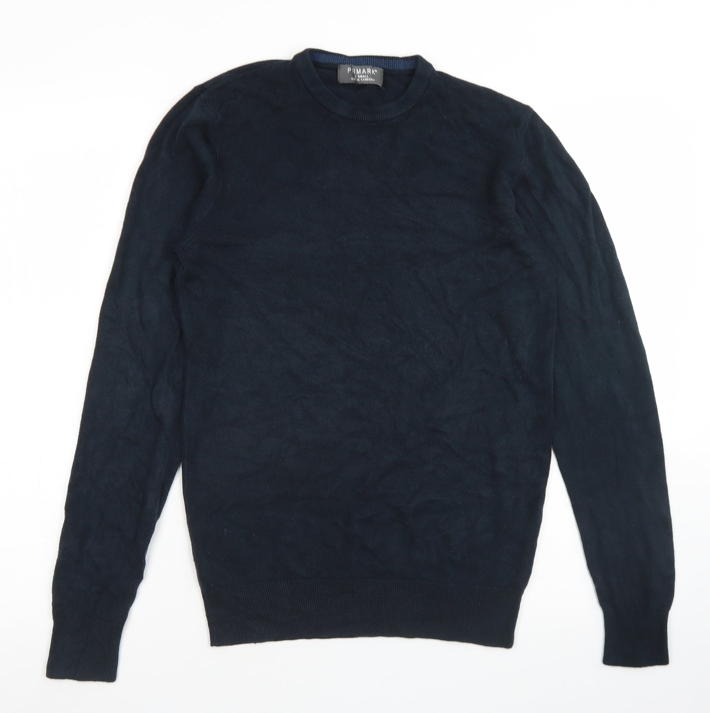 Primark Mens Blue Crew Neck  Acrylic Pullover Jumper Size XS
