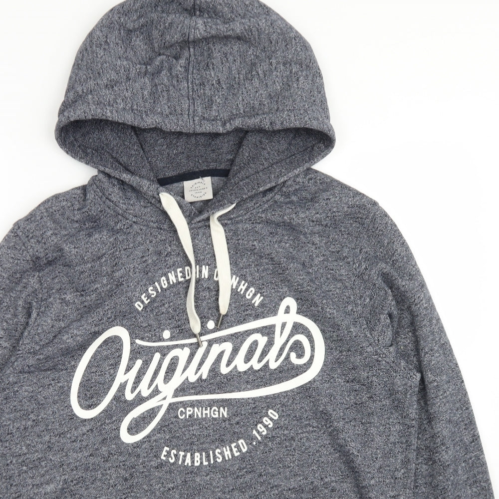 JACK & JONES Mens Blue  Polyester Pullover Hoodie Size M