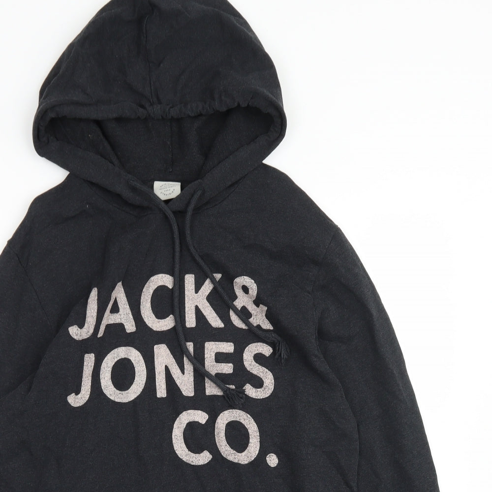 JACK & JONES Mens Black  Cotton Pullover Hoodie Size M