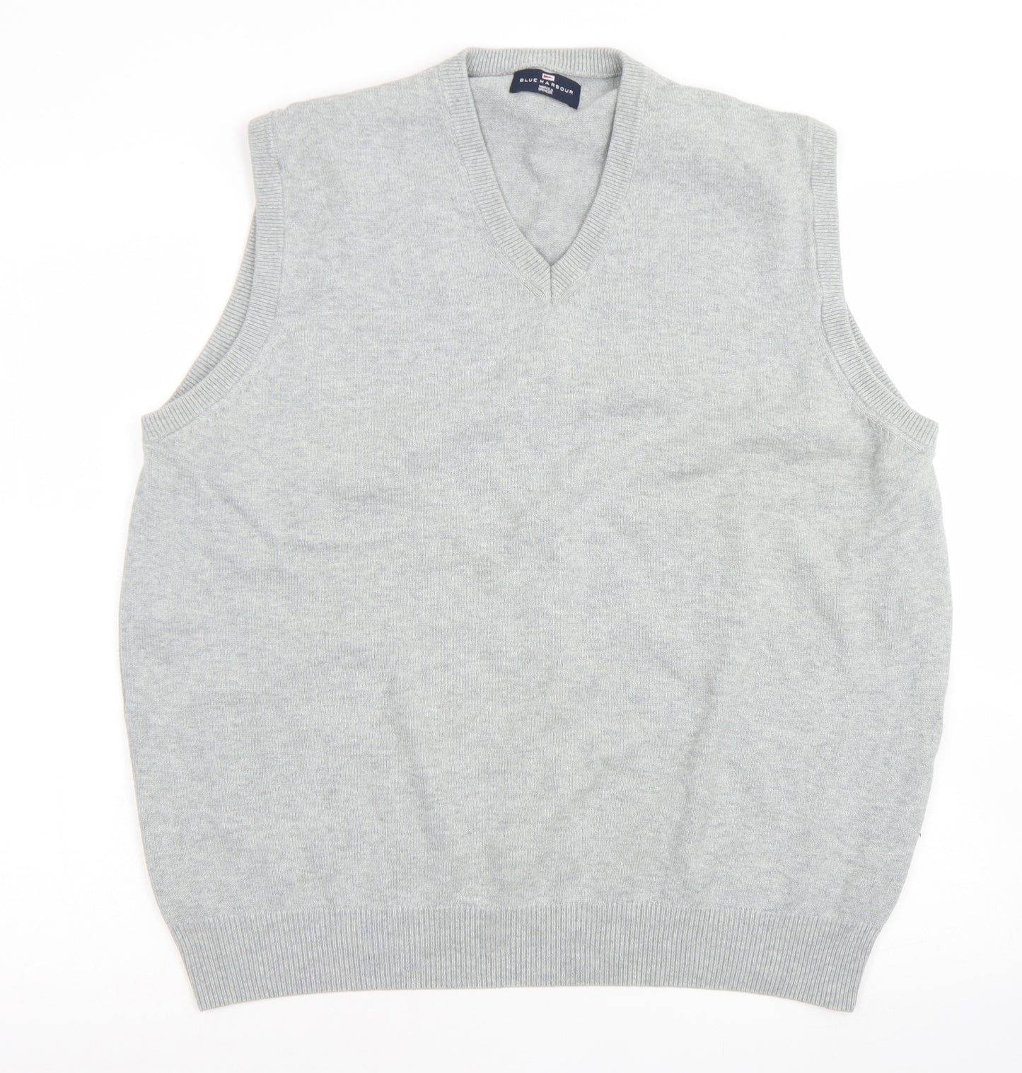 Blue Harbour Mens Grey V-Neck  Cotton Vest Jumper Size M