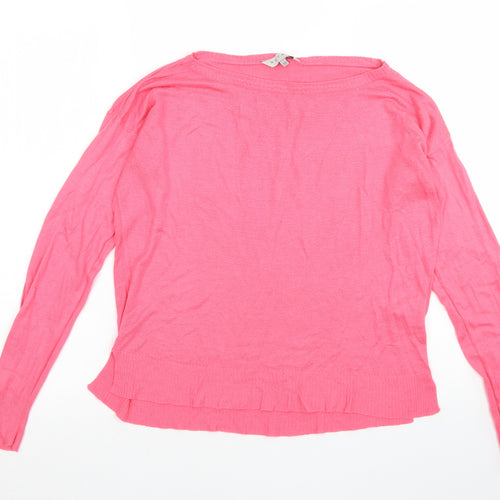 Nutmeg Womens Pink Boat Neck  Acrylic Pullover Jumper Size 12