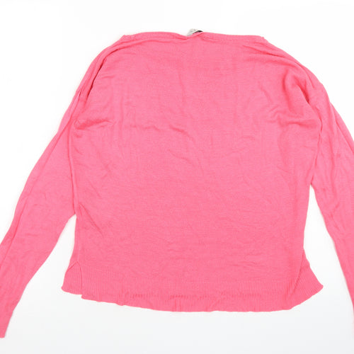 Nutmeg Womens Pink Boat Neck  Acrylic Pullover Jumper Size 12