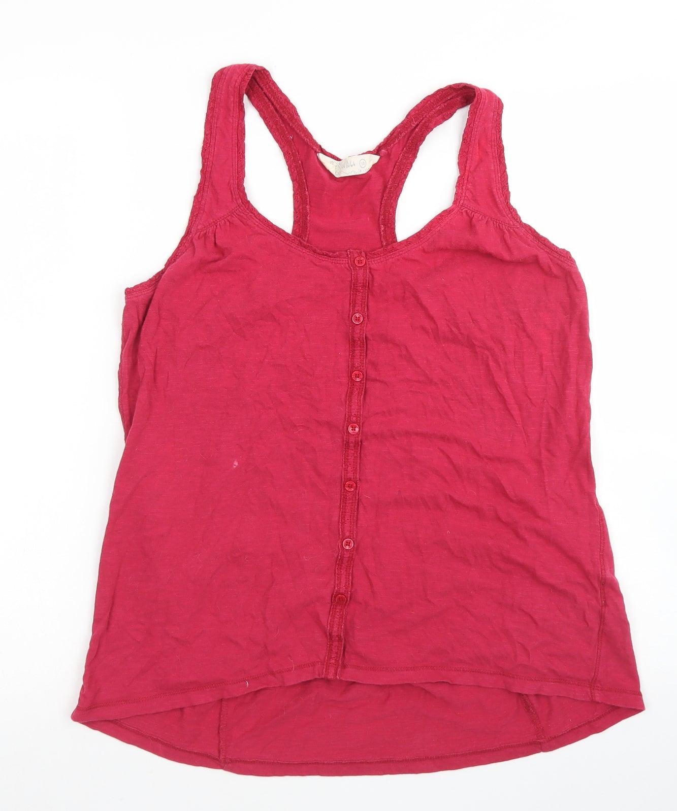 Fat Fqace Womens Purple  Cotton Basic Tank Size 12 Round Neck