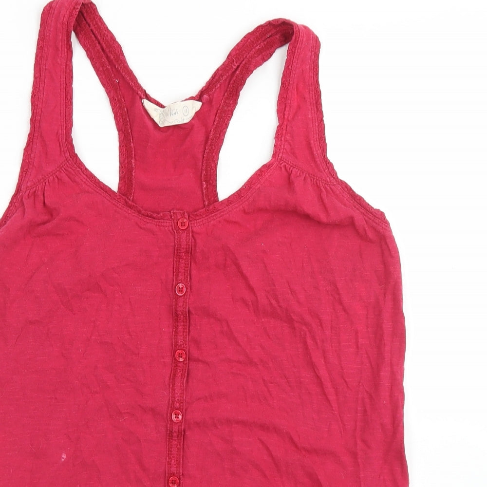 Fat Fqace Womens Purple  Cotton Basic Tank Size 12 Round Neck