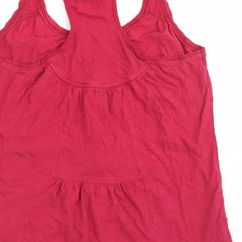 Fat Fqace Womens Purple  Cotton Basic Tank Size 12 Round Neck