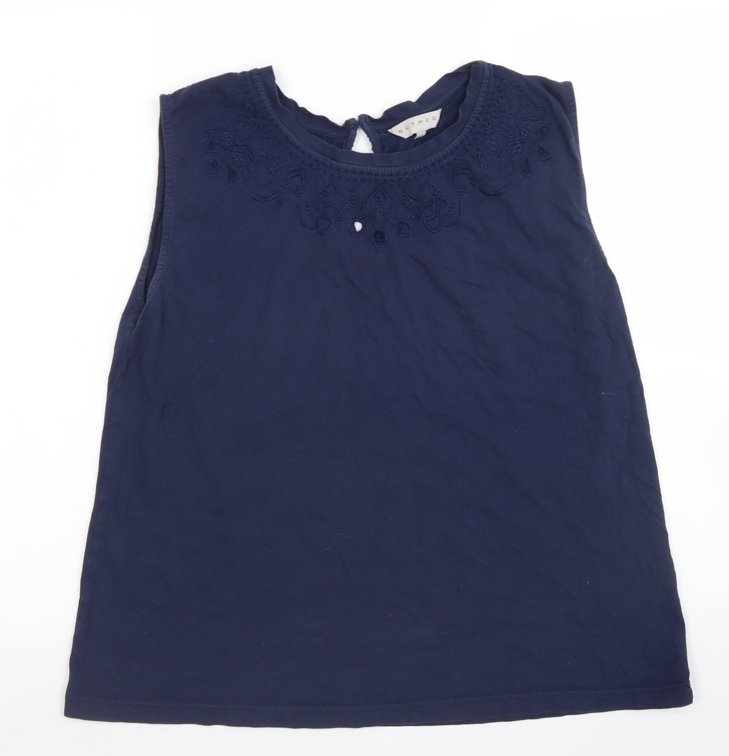Nutmeg Womens Blue  Cotton Basic T-Shirt Size 12 Crew Neck