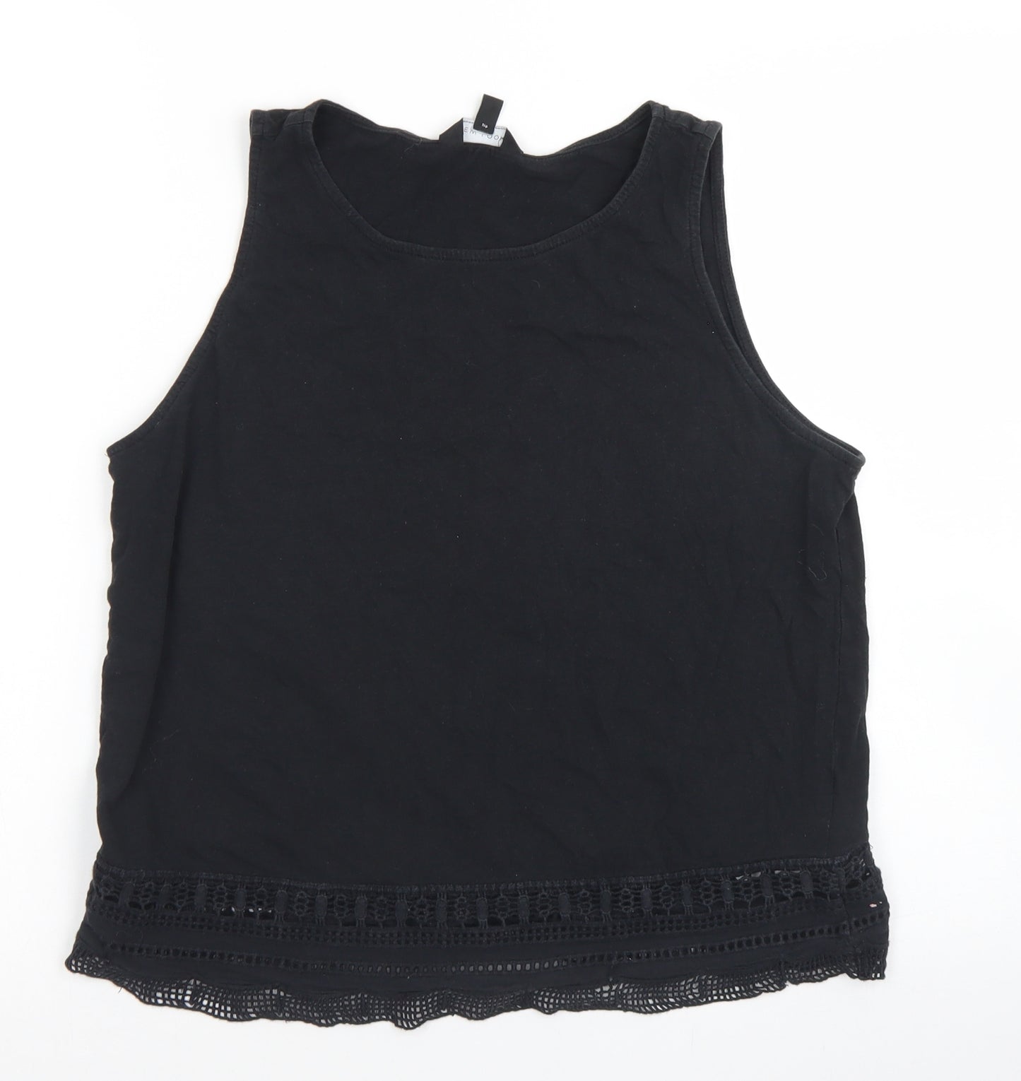 New Look Womens Black  Cotton Basic Tank Size 14 Round Neck