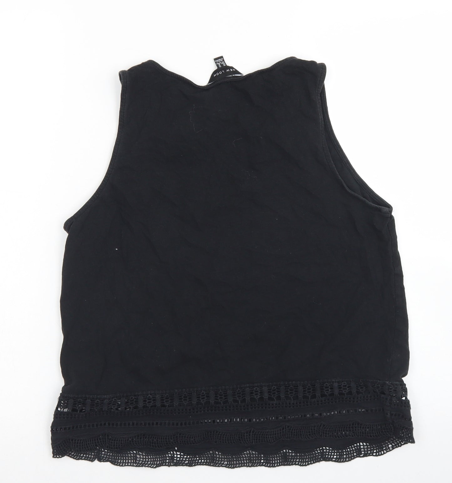 New Look Womens Black  Cotton Basic Tank Size 14 Round Neck