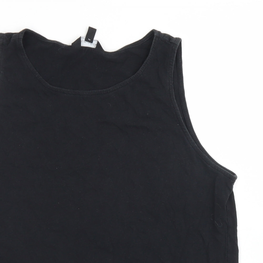 New Look Womens Black  Cotton Basic Tank Size 14 Round Neck