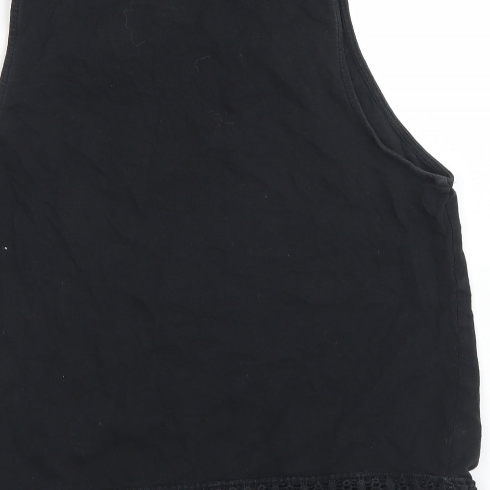 New Look Womens Black  Cotton Basic Tank Size 14 Round Neck