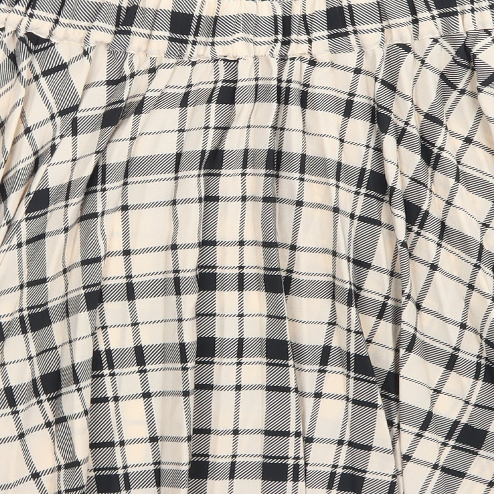 Boohoo Womens Beige Plaid Polyester Pleated Skirt Size 8