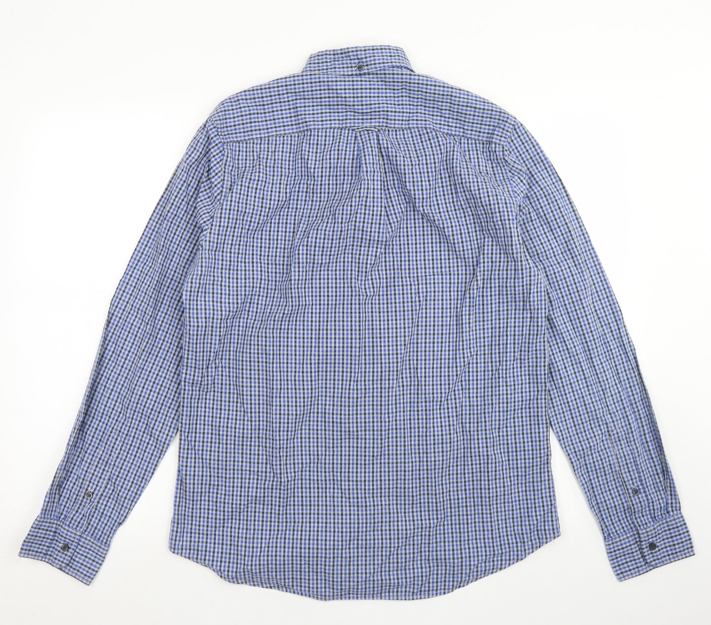 NEXT Mens Blue Check Cotton  Button-Up Size M Collared Button - Chest Pocket