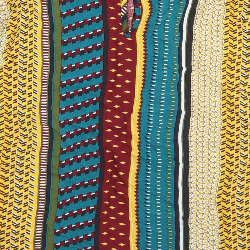 TU Womens Blue Fair Isle Viscose Basic Blouse Size 18 Round Neck