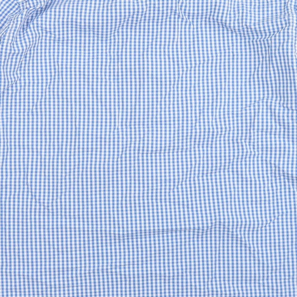 NEXT Mens Blue Check Cotton  Button-Up Size M Collared Button