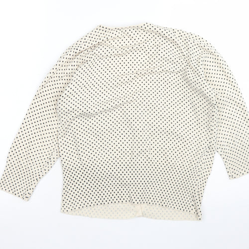 Marks & Spencer Womens Beige Scoop Neck Polka Dot Viscose Cardigan Jumper Size 14
