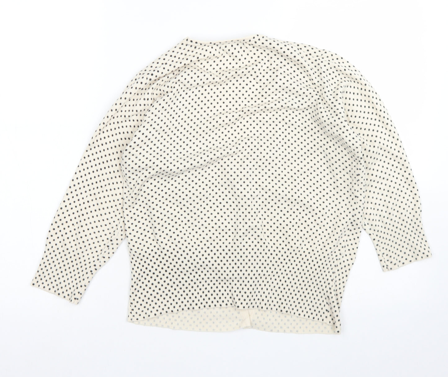 Marks & Spencer Womens Beige Scoop Neck Polka Dot Viscose Cardigan Jumper Size 14