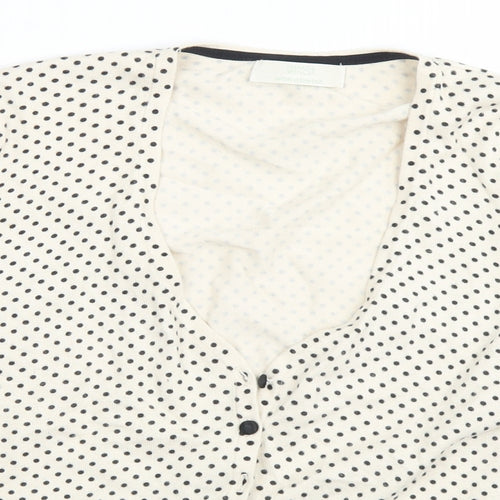 Marks & Spencer Womens Beige Scoop Neck Polka Dot Viscose Cardigan Jumper Size 14