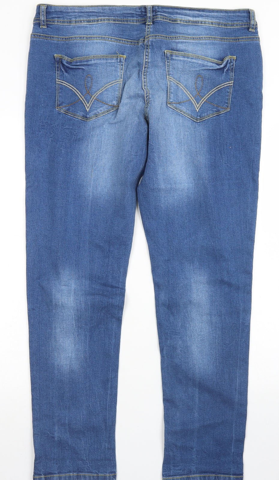 F&F Womens Blue  Cotton Boyfriend Jeans Size 16 L28 in Regular Button