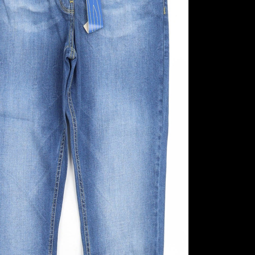F&F Womens Blue  Cotton Boyfriend Jeans Size 16 L28 in Regular Button