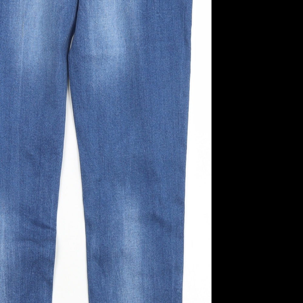 F&F Womens Blue  Cotton Boyfriend Jeans Size 16 L28 in Regular Button